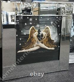 Black & gold Angel wings pictures with liquid art, crystals & mirror frames