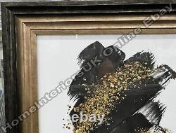 Black & gold abstract wall art with liquid art, black & gold step frame pictures