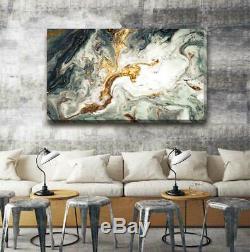 Black white gold Abstract Stretched Canvas Print Framed Wall Art Home Decor A390