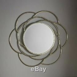 Bloomsbury Large Unique Round Champagne Gold Metal Frame Wall Mirror 91cm