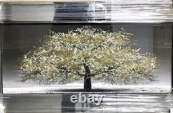 Blossom Tree Picture Gold Liquid Art Mirror Frame 3D Glitter Wall Art 85x45 cm