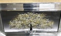 Blossom Tree Picture Gold Liquid Art Mirror Frame 3D Glitter Wall Art 85x45 cm