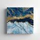 Blue Gold Marble Cut Canvas Print Wall Art, Stylish Home Decor Wall Hanging