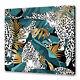 Blue Green Gold Tropical Banana Leaves Jaguars Canvas Print Wall Art Picture