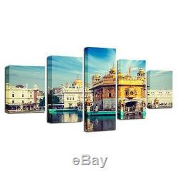 Blue Sky Golden Temple Canvas Art Print for Wall Decor Painting