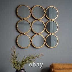 Bradbury Unique Gold Leaf Round Mirrored Circles Modern Wall Mirror 69cm x 69cm