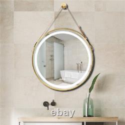 Brushed Metal Frame Round Bathroom Mirror withBrightness LED Light IP67 Waterproof