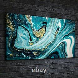 Canvas Print Wall Art modern decor Framed painting abstract gold and blue 140x70