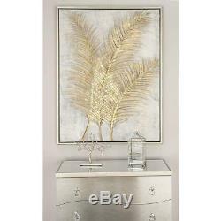 Canvas Wall Art 48 in. X 36 in. Golden Palmtree Leaves Wooden Framed Painting