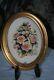 Capodimonte Italy Porcelain Flower Rose Bouquet Gold Framed Wall Plaque