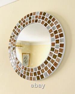 Cappuccino Gold Round Mosaic Wall Mirror