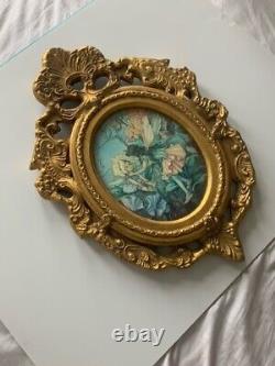 Carltons Fantasia Ware Burslam Wall Plaque With Gold Ornate Frame