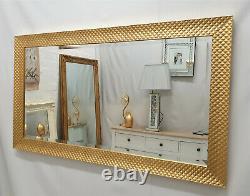 Casa Gold Wall Mirror Chunky Wood Frame Mosaic Design Bevelled 106x76cm 42x30