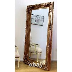 Cavill Large Ornate Carved French Frame Wall Leaner Mirror Gold 173cm x 87cm