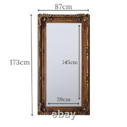 Cavill Large Ornate Carved French Frame Wall Leaner Mirror Gold 173cm x 87cm