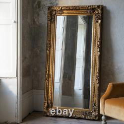 Cavill Large Ornate Carved French Frame Wall Leaner Mirror Gold 173cm x 87cm