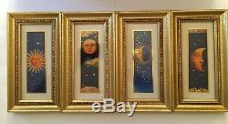 Celestial Wall Art Sun Moon Stars Florentine Gold Frame Gallery Wall Set Of 4