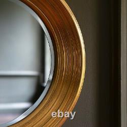 Chaplin Large Round Gold Leaf Wall Mirror Deep Scooped Frame Antique Style 65cm