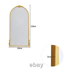 Chic Tall Full Length Wall Mirror Gold Arch Metal Frame Ornate Wall Leaning Deco
