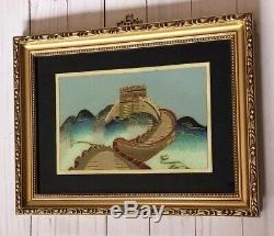 Chinese Painting Cloisonné Sand Art Great Wall Of China Art Gilded Frame
