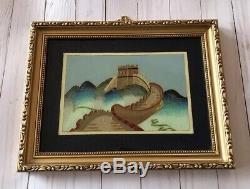 Chinese Painting Cloisonné Sand Art Great Wall Of China Art Gilded Frame