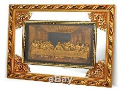 Christian Last Supper wall frame, mirror & glass gold color / Gift / Home decor