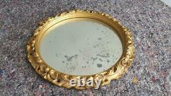 Circular Gilt Gold Framed Wall Mirror With Extensive Foxing on Glass Delightful