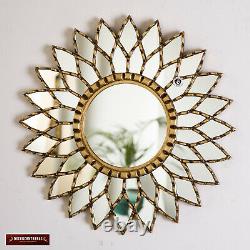 Collection Gold Round Mirror set 4, Accent Wall Sunflower Mirror set Sunflower