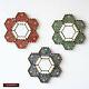Collection Hexagon Wall Mirror 11.8 set of 3, Handpained glass mirror for wall