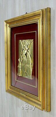 Contemporary Framed Salvador Dali Bas Wall Relief Gold Dipped Silver'86 Peccato