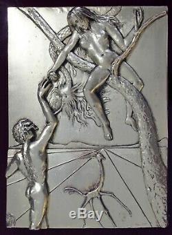 Contemporary Framed Salvador Dali Bas Wall Relief Gold Dipped Silver'86 Peccato