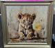 Cub sitting wall art with liquid art & champagne alpha frame decor picture