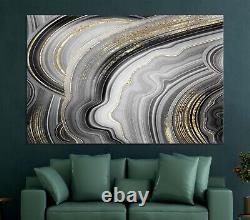 Dark Gray Marble Wall Art canvas Alcohol Ink print poster Abstract home decor