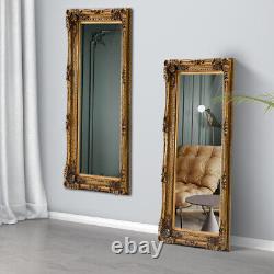 Decorative Carved Wall Mirror Gold 173x87cm Vintage Carved in Wood Frame Mirror