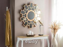Decorative Hanging Wall Mirror Sunburst Frame Round Living Room ø80 cm Gold Roze