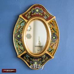 Decorative Oval wall Mirror with gold color wood frame, Peruvian Accent Mirrors