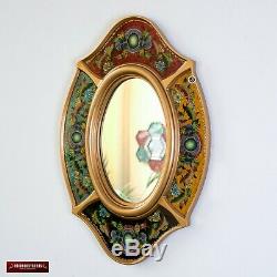 Decorative Oval wall Mirror with gold color wood frame, Peruvian Accent Mirrors