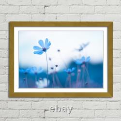 Delicate Blue Flowers Canvas Framed Print Picture Wall Art