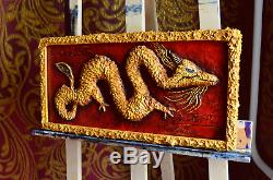 Dragon Panel wall art Wall sculpture Chinese Dragon Feng Shui wall art Gold art