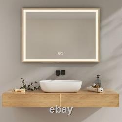 EMKE Vintage Bathroom LED Wall Mirror Lights With Gold Frame Demister 700 x 500