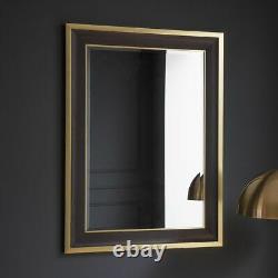 Edmonton Black Frame Gold Edge Overmantle Rectangle Wall Mirror 110.5cm x 80cm