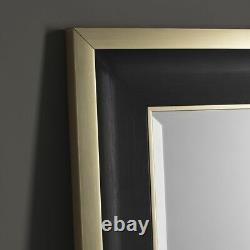Edmonton Black Frame Gold Edge Overmantle Rectangle Wall Mirror 43.5 x 31.5
