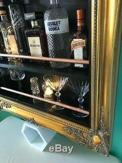 Elegant Gold Swept Frame Wall Bar Home Bar Cocktail Bar