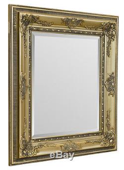 Embossed, Baroque-Style Square Wall Mirror Gold, Black or Silver Frame