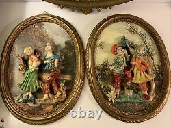 Empire 3D Italian Resin figurines wall Hanging art framed 3 Pieces Vintage