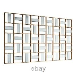 Empire Large Modern Art Deco Geometric Frame Bevelled Wall Mirror 132 x 73.5cm