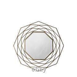 Eslington Round Geometric Unique Design Gold Wall Overmantle Metal Mirror 92cm