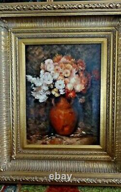 Exquisite Painting Gold Framed Floral Bouquet In Vase Painting Wall Art