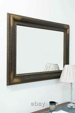 Extra Large Gold/Bronze Frame Wall Mirror Vintage 3ft10 x 2ft10 117 x 86cm