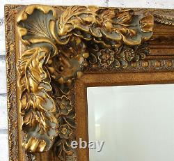 Extra-Large Louis Ornate Carved French Wall Leaner Mirror Gold 178.5cm x 117cm